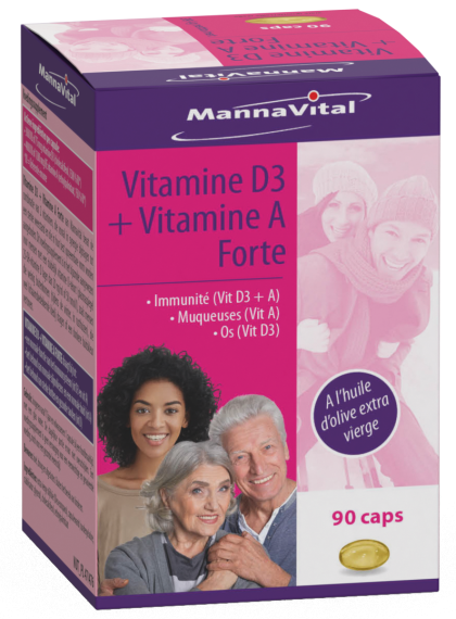 Vit D3 + Vit A forte 90caps Mannavital