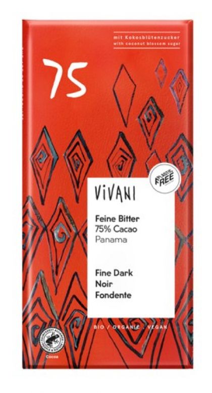 Chocolade 75% 80gr Vivani